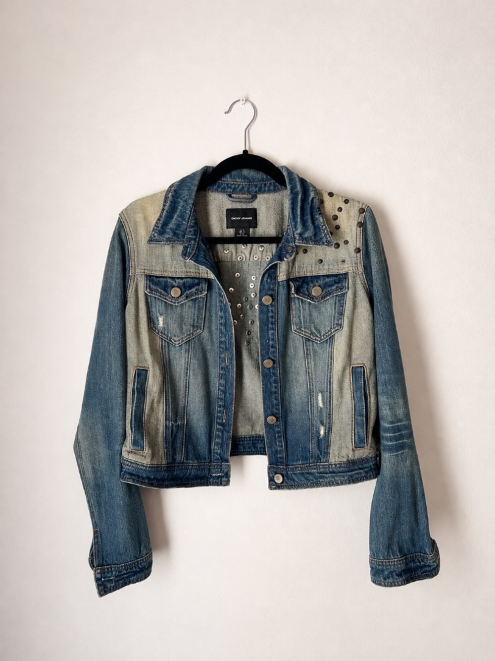 Jeans Studded Denim Jacket Y2K Grunge Moto Western Light Wash | Festival